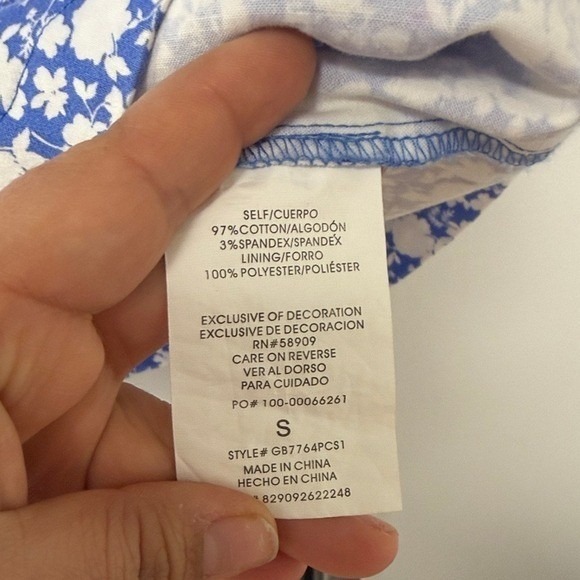 GB Gianni Bini Women's Blue and White Spaghetti Strap Small Mini Derby Dress - Picture 8 of 13